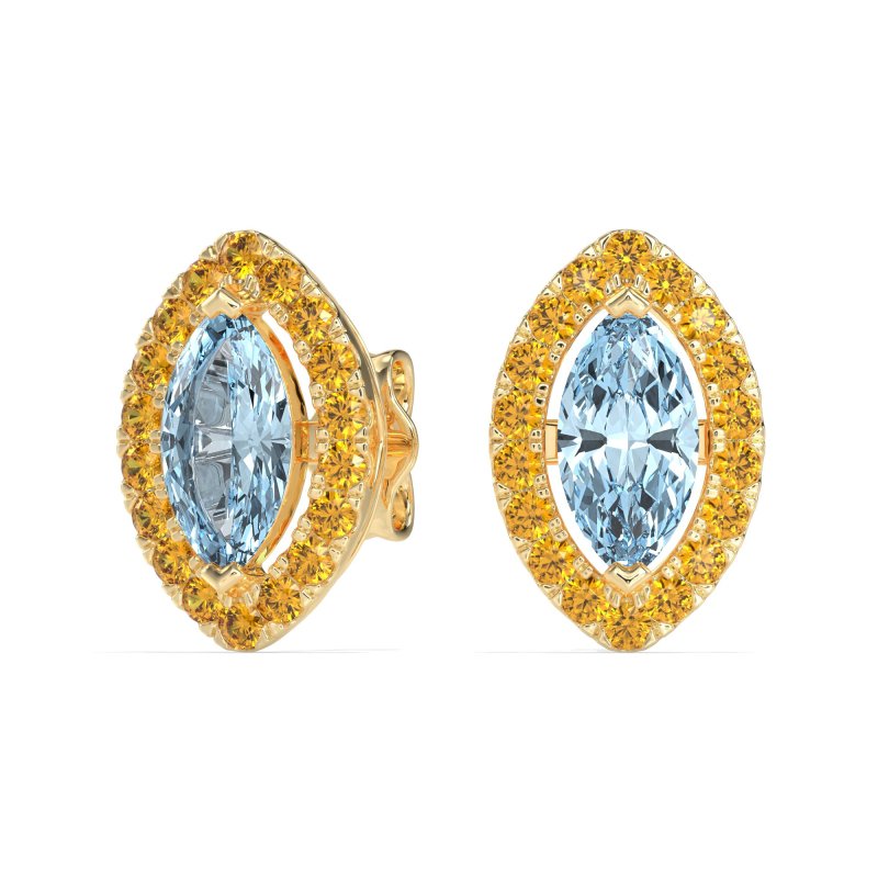 Marquise Halo Classic Stud Earrings