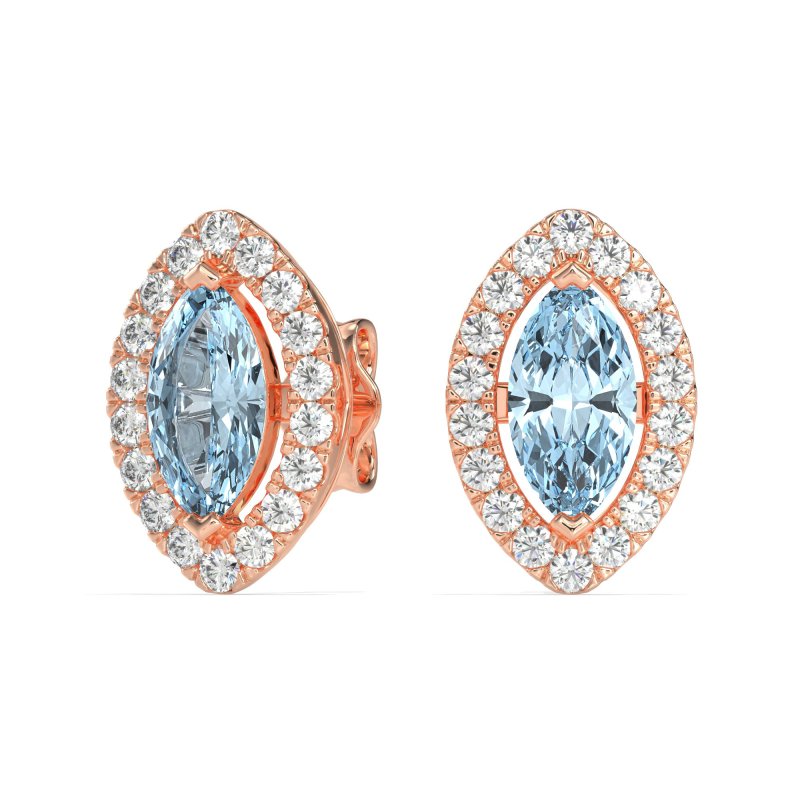 Marquise Halo Classic Stud Earrings