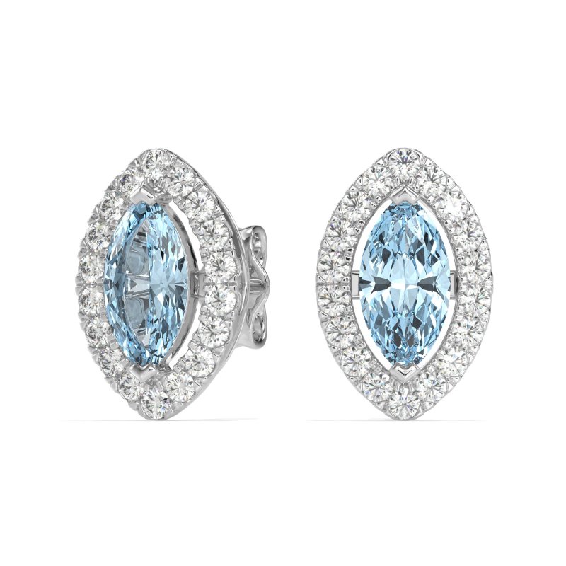 Marquise Halo Classic Stud Earrings
