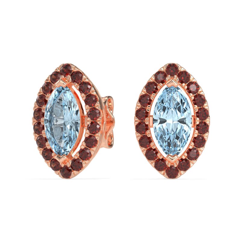 Marquise Halo Classic Stud Earrings