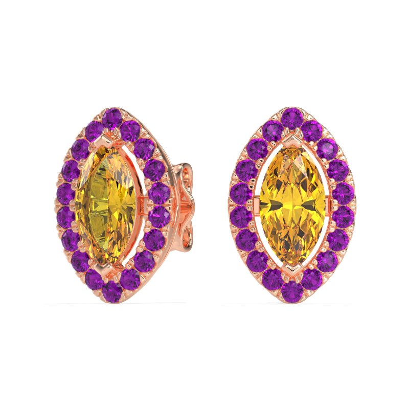 Marquise Halo Classic Stud Earrings