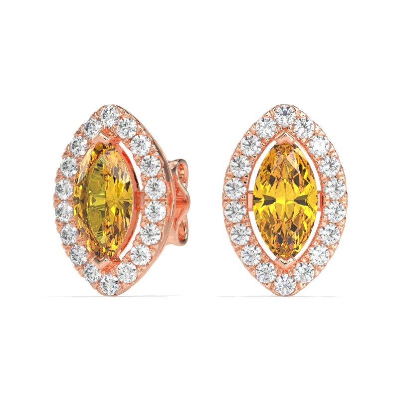 Marquise Halo Classic Stud Earrings