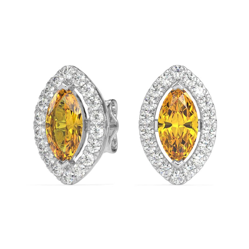 Marquise Halo Classic Stud Earrings