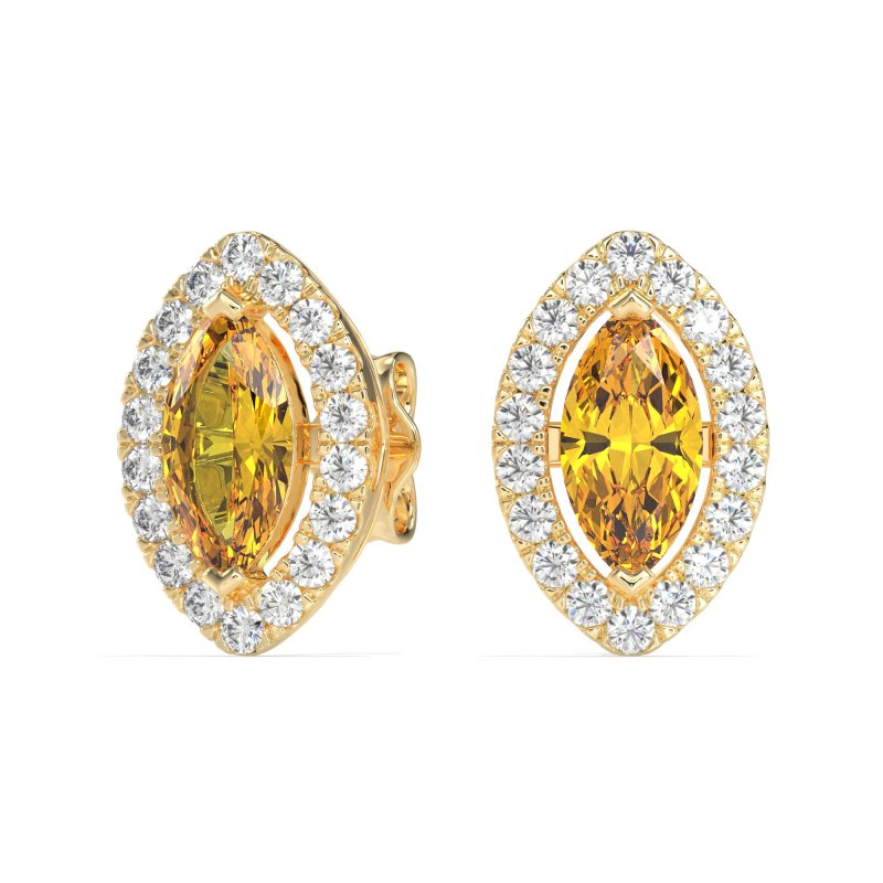 Marquise Halo Classic Stud Earrings