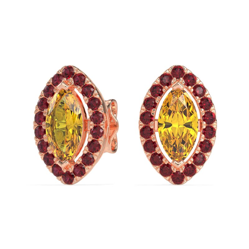 Marquise Halo Classic Stud Earrings