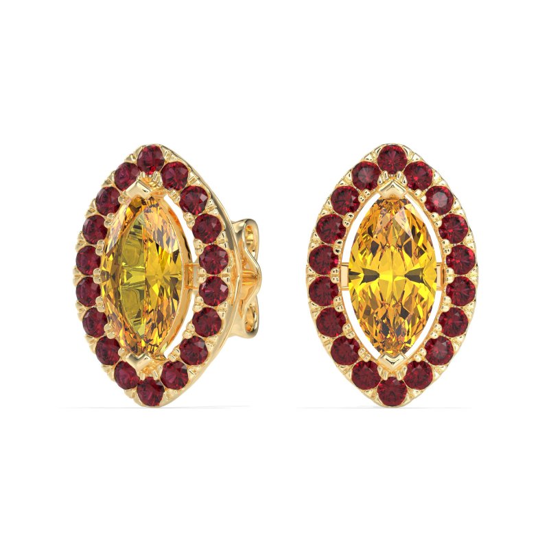 Marquise Halo Classic Stud Earrings