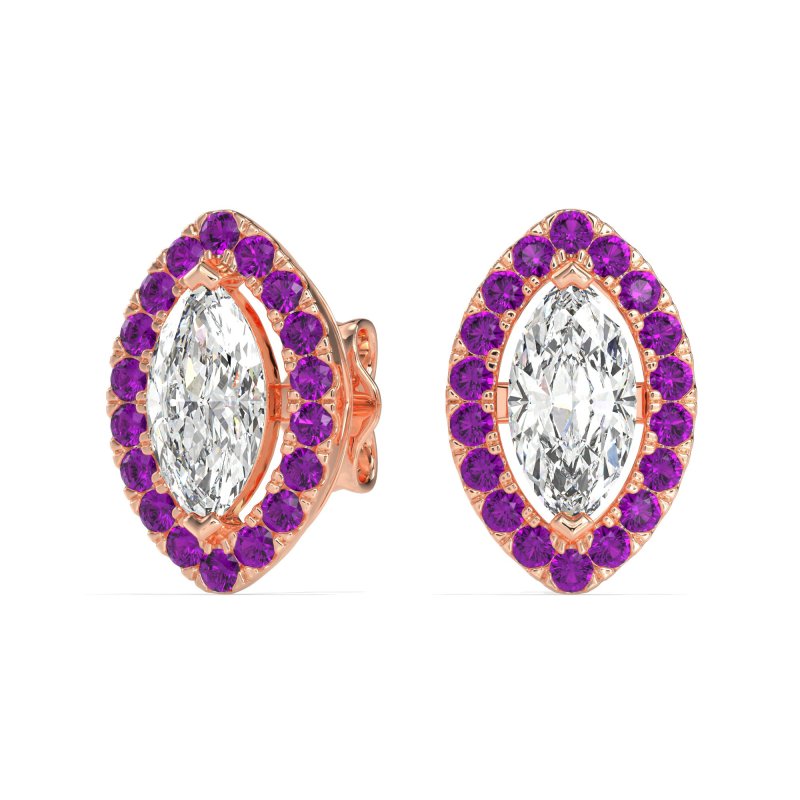 Marquise Halo Classic Stud Earrings