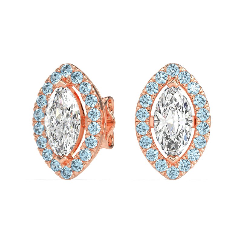 Marquise Halo Classic Stud Earrings