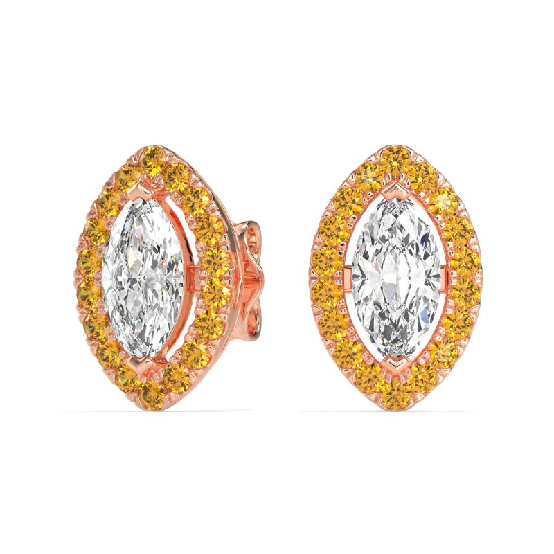 Marquise Halo Classic Stud Earrings