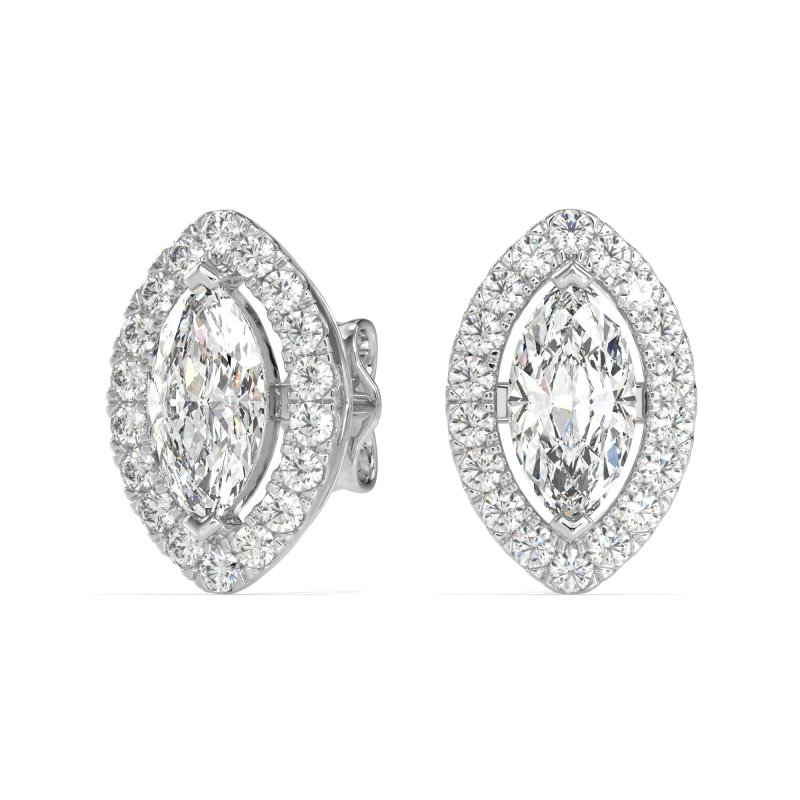 Marquise Halo Classic Stud Earrings