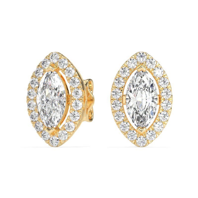 Marquise Halo Classic Stud Earrings