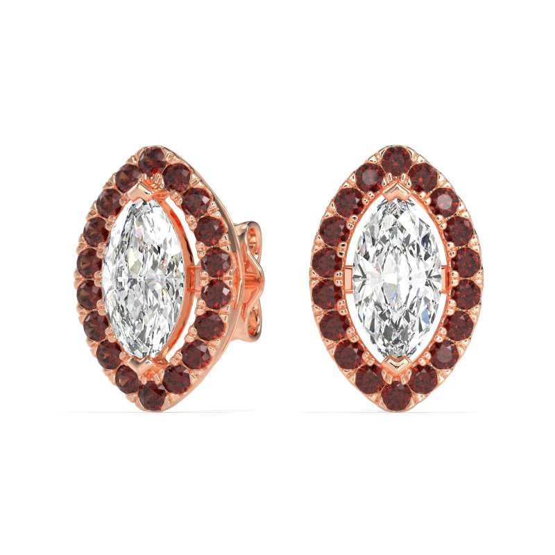 Marquise Halo Classic Stud Earrings
