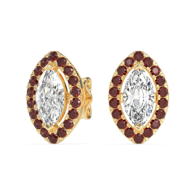Marquise Halo Classic Stud Earrings