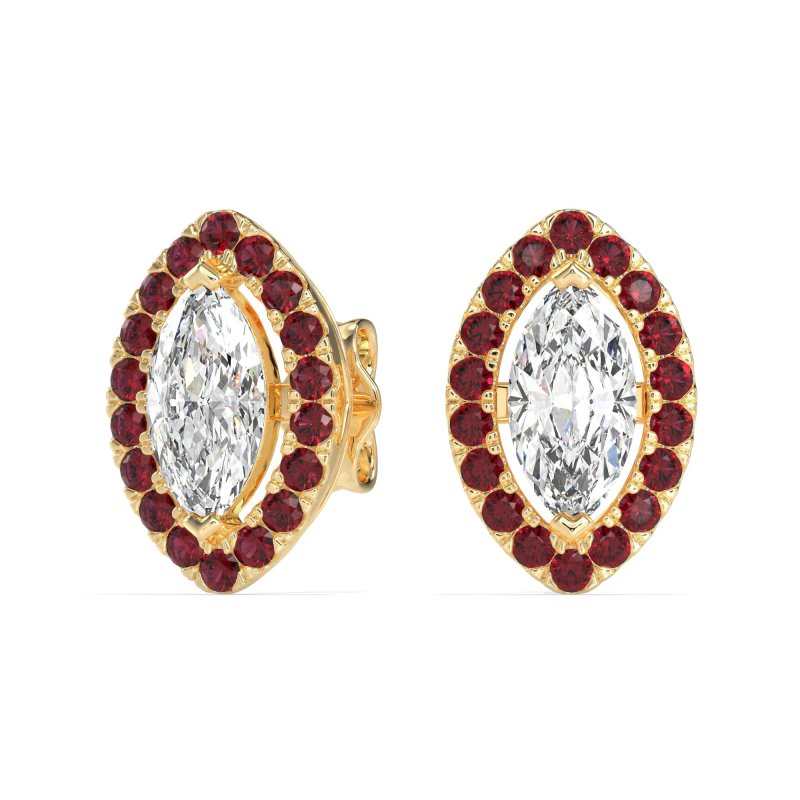 Marquise Halo Classic Stud Earrings