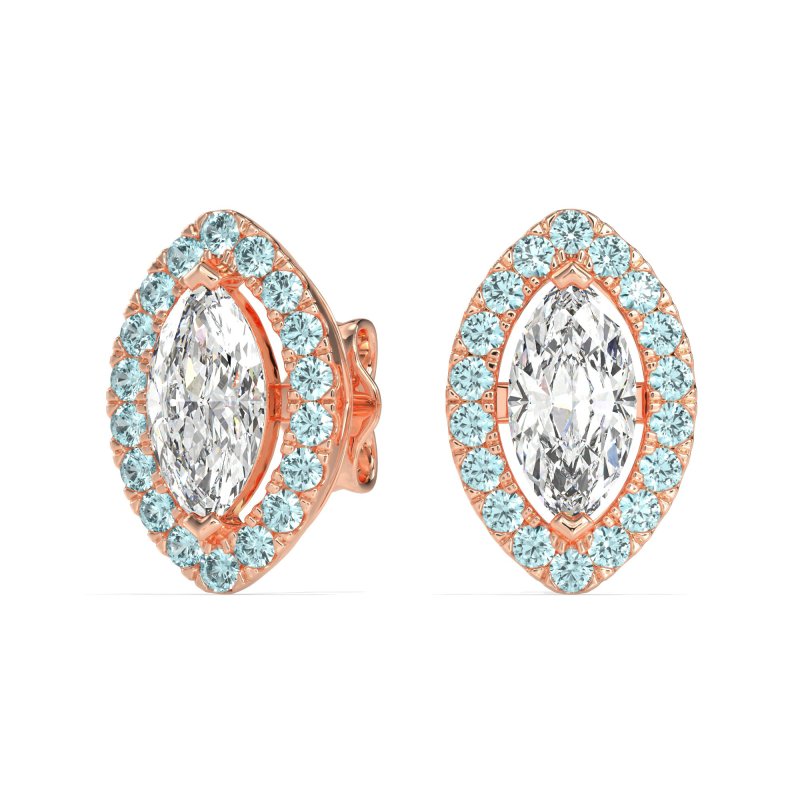 Marquise Halo Classic Stud Earrings