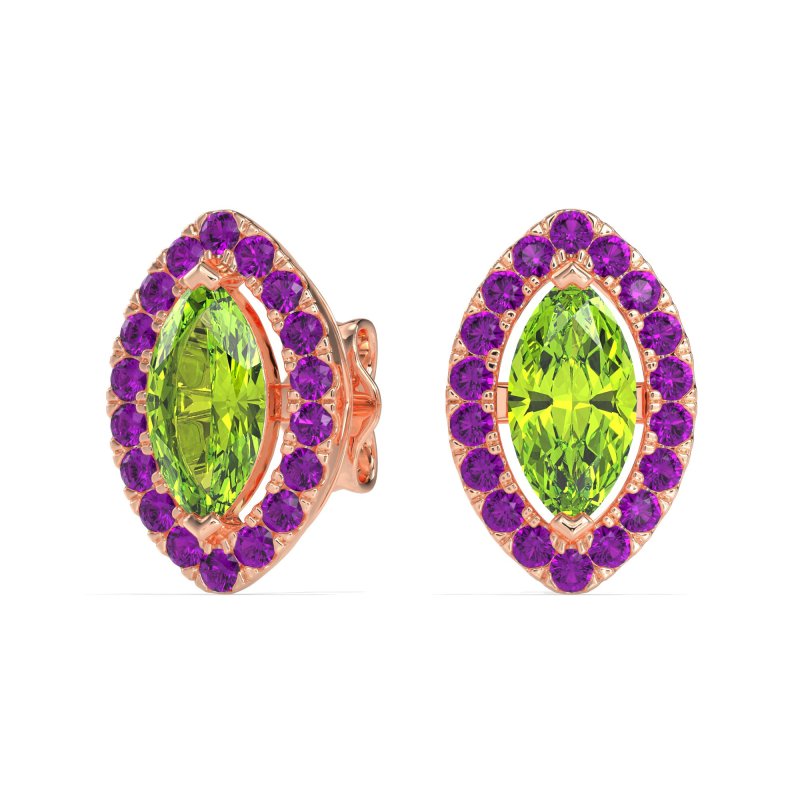 Marquise Halo Classic Stud Earrings