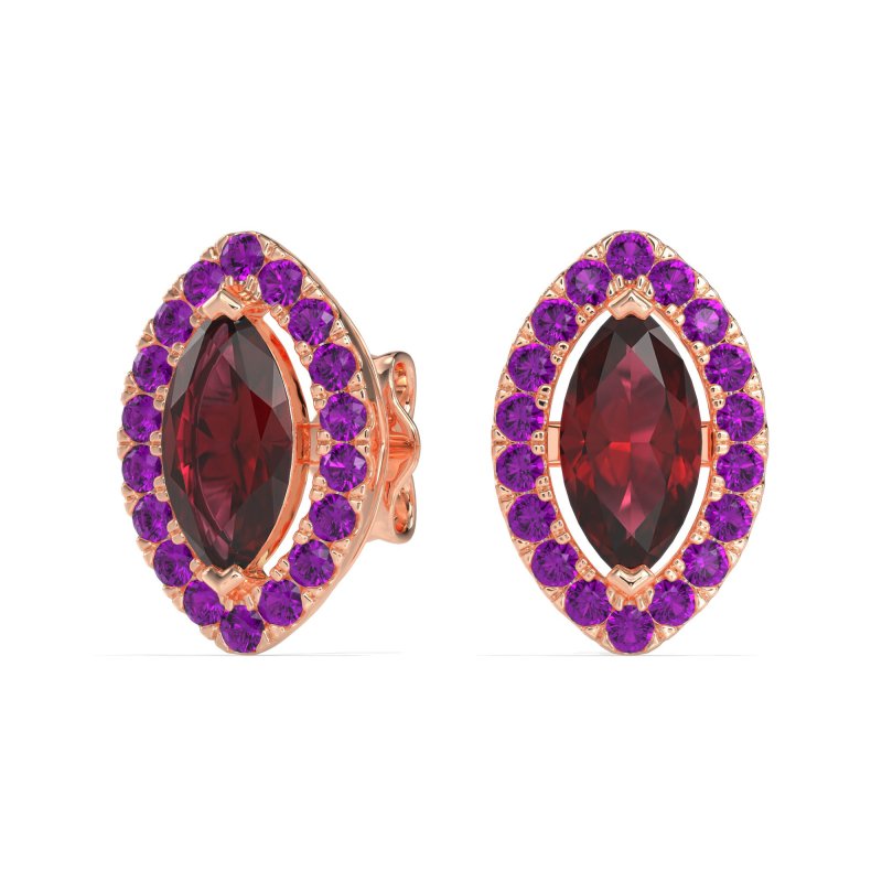 Marquise Halo Classic Stud Earrings