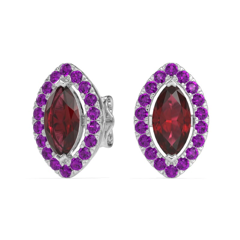 Marquise Halo Classic Stud Earrings