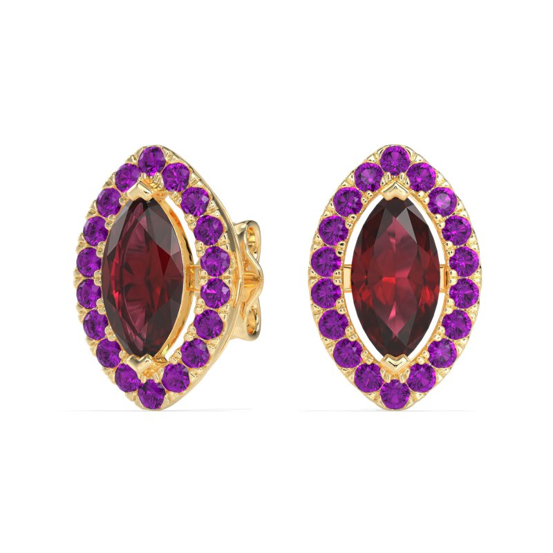Marquise Halo Classic Stud Earrings
