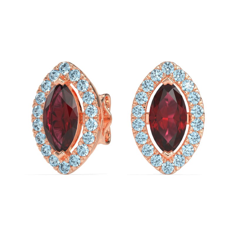Marquise Halo Classic Stud Earrings