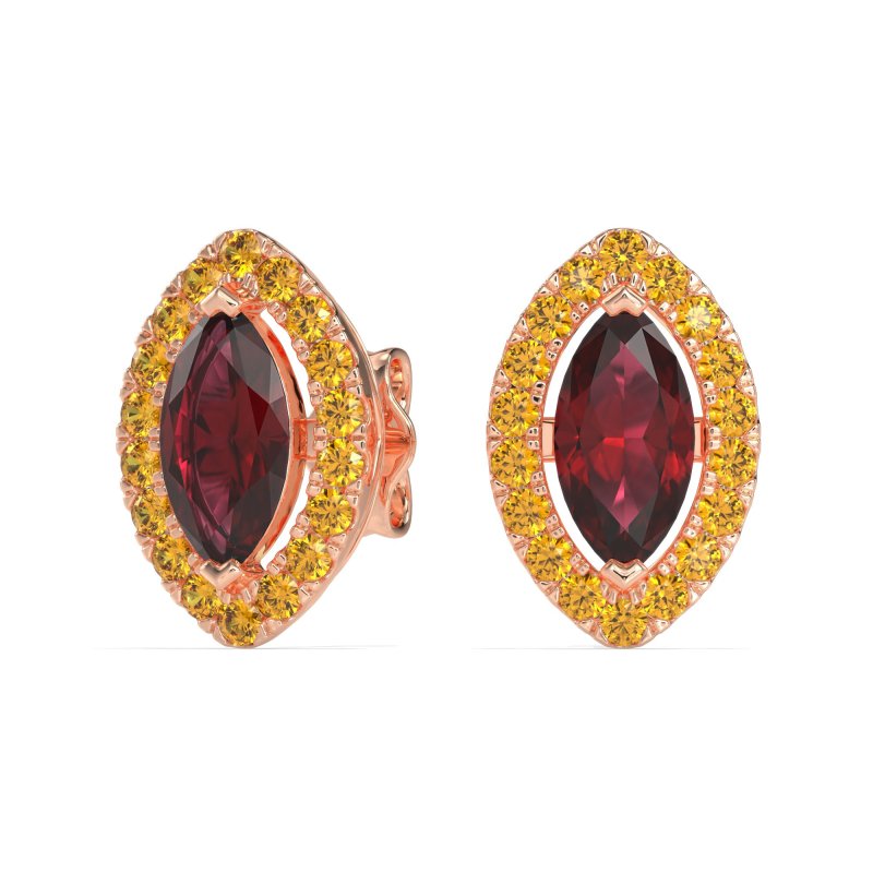 Marquise Halo Classic Stud Earrings