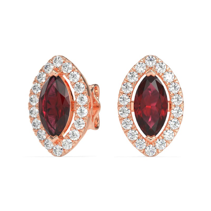 Marquise Halo Classic Stud Earrings