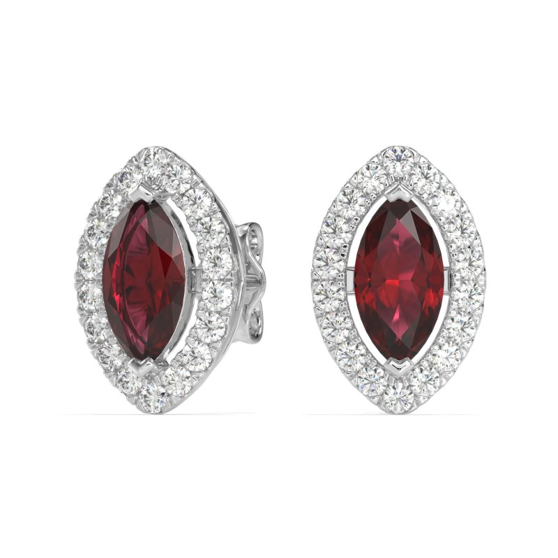 Marquise Halo Classic Stud Earrings