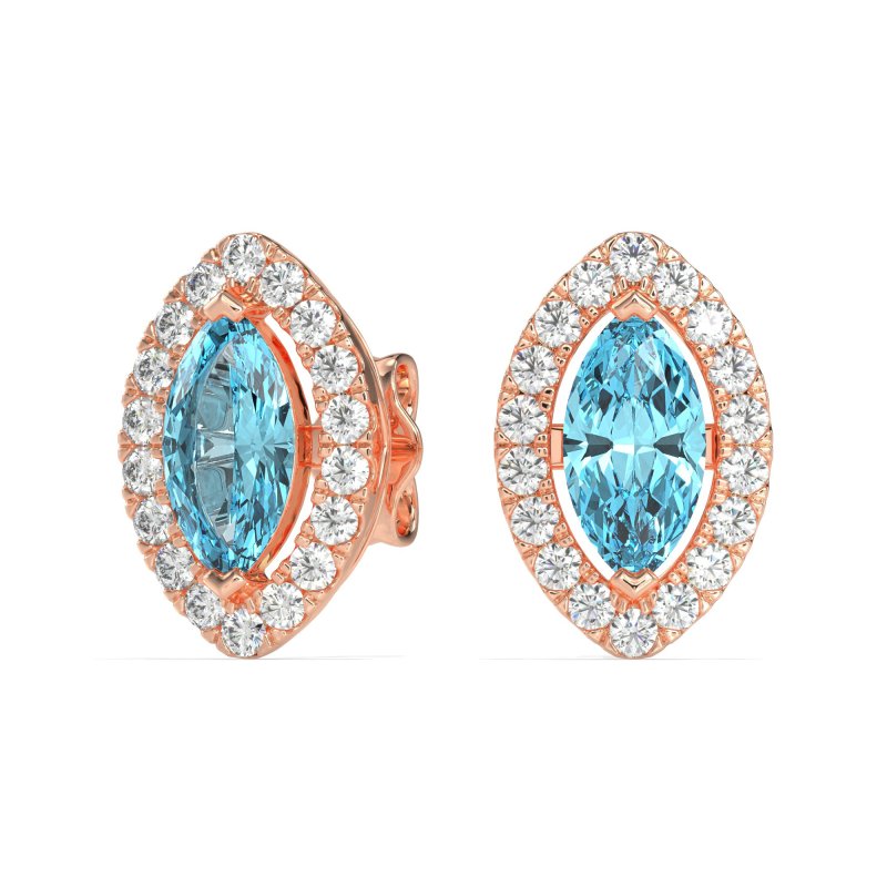 Marquise Halo Classic Stud Earrings