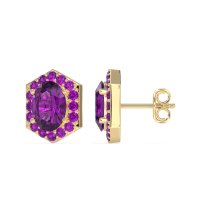 Vintage Oval Halo Stud Earrings