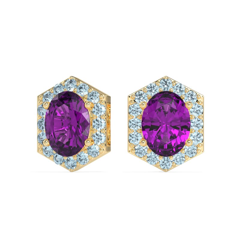 Vintage Oval Halo Stud Earrings