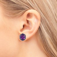Vintage Oval Halo Stud Earrings