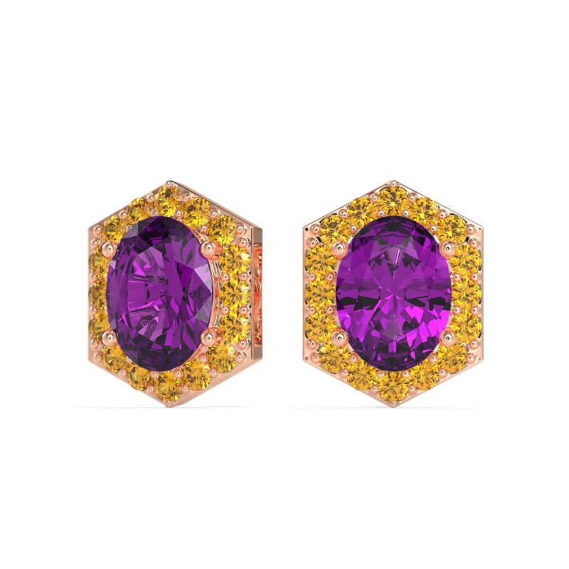Vintage Oval Halo Stud Earrings