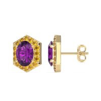 Vintage Oval Halo Stud Earrings