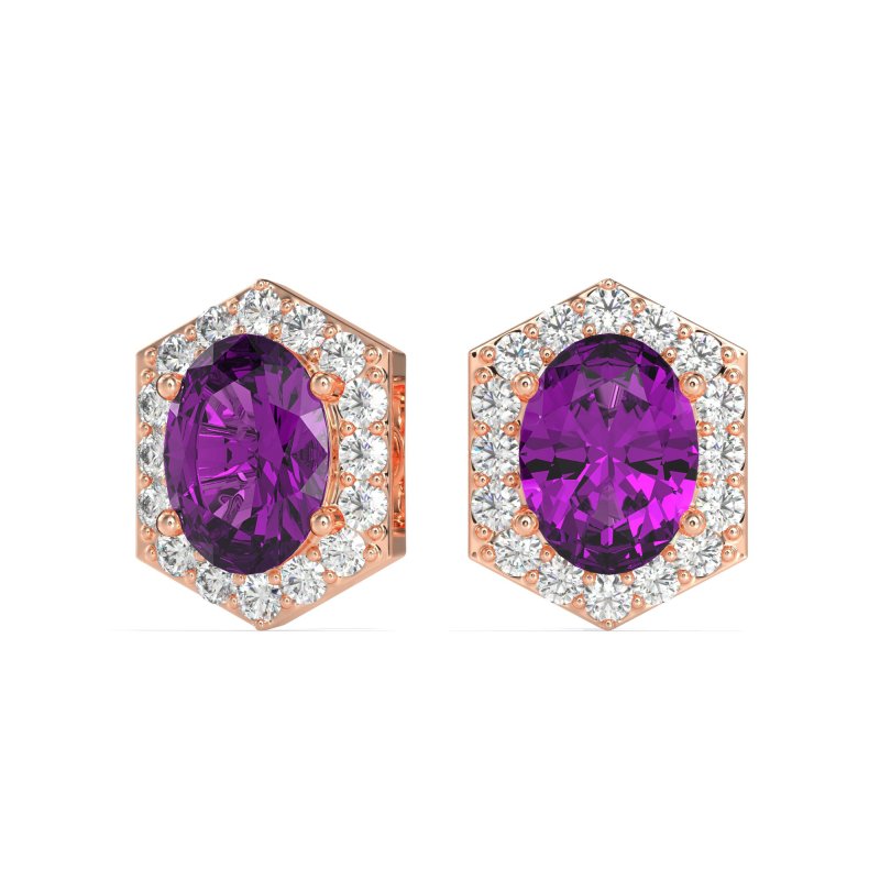 Vintage Oval Halo Stud Earrings