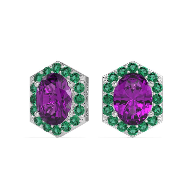 Vintage Oval Halo Stud Earrings