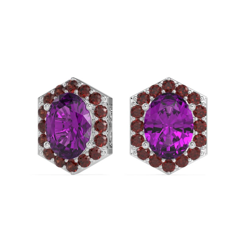 Vintage Oval Halo Stud Earrings