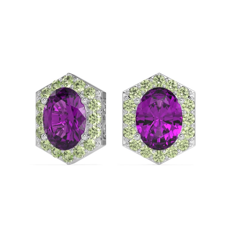 Vintage Oval Halo Stud Earrings