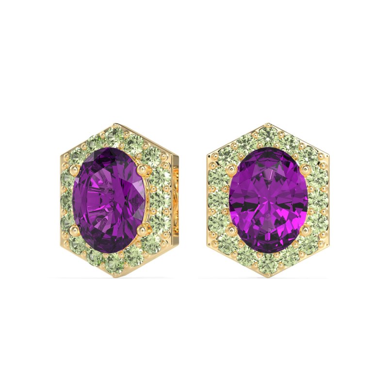 Vintage Oval Halo Stud Earrings