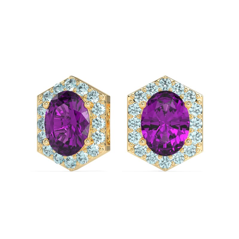 Vintage Oval Halo Stud Earrings