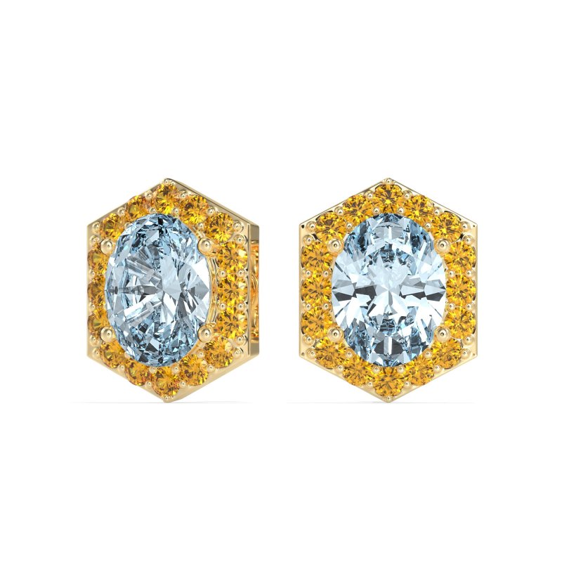 Vintage Oval Halo Stud Earrings