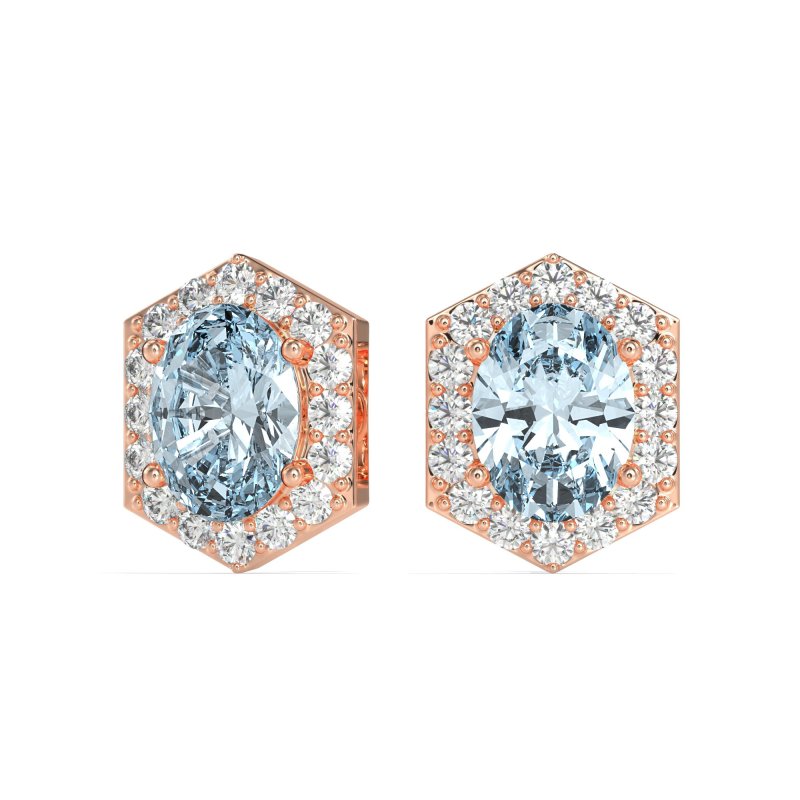 Vintage Oval Halo Stud Earrings
