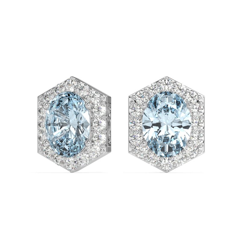 Vintage Oval Halo Stud Earrings