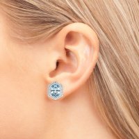 Vintage Oval Halo Stud Earrings