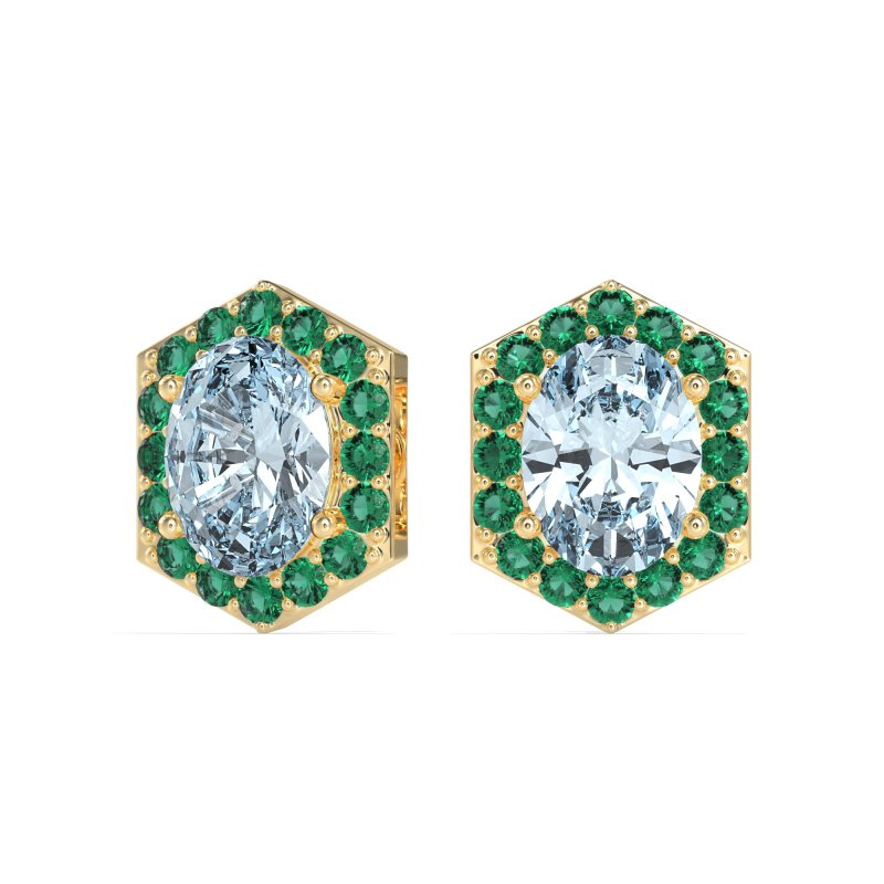 Vintage Oval Halo Stud Earrings