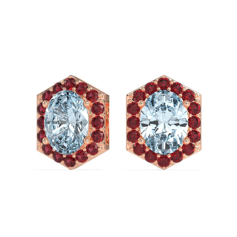 Vintage Oval Halo Stud Earrings
