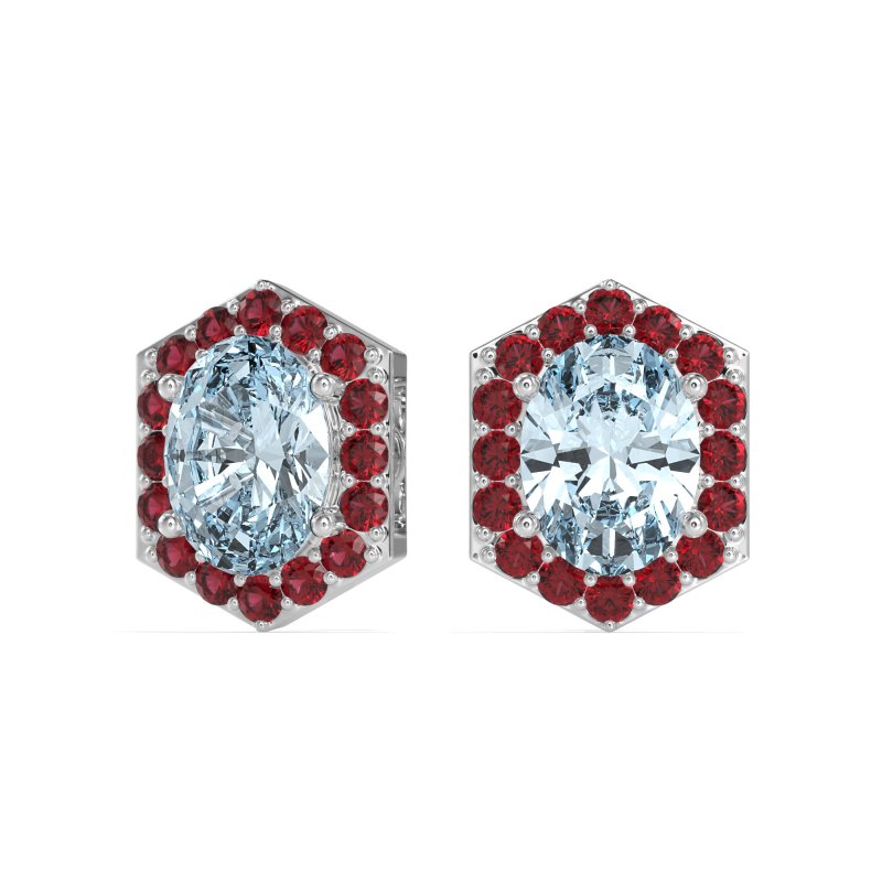 Vintage Oval Halo Stud Earrings