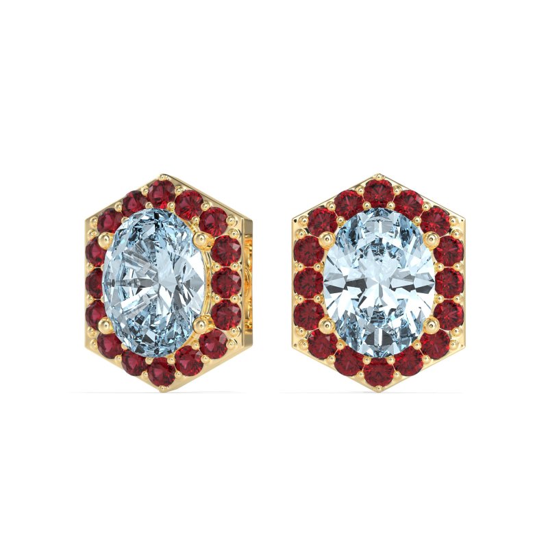 Vintage Oval Halo Stud Earrings