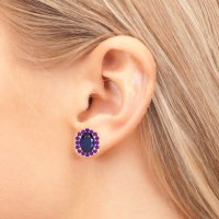 Vintage Oval Halo Stud Earrings