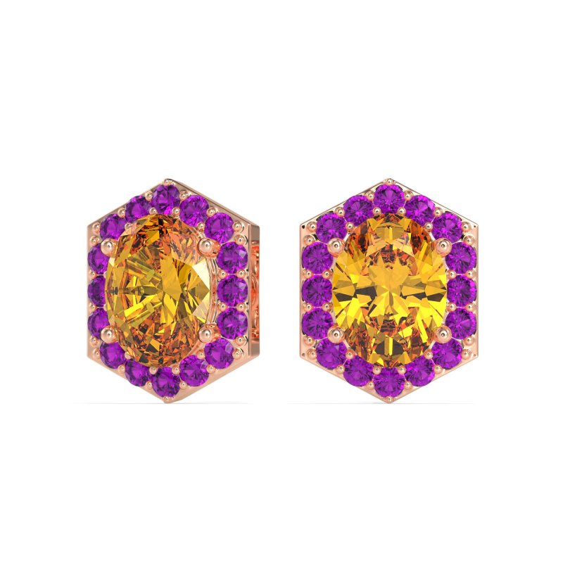 Vintage Oval Halo Stud Earrings