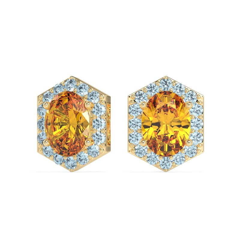 Vintage Oval Halo Stud Earrings